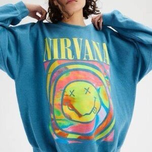 NIRVANA Blue Multicolor Sweatshirt